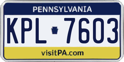 PA license plate KPL7603