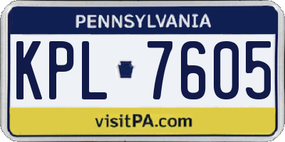 PA license plate KPL7605