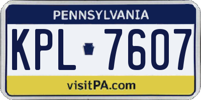 PA license plate KPL7607