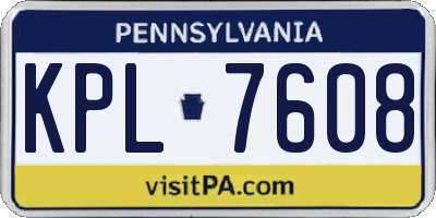 PA license plate KPL7608