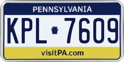 PA license plate KPL7609