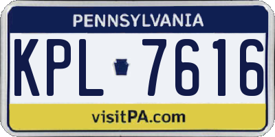 PA license plate KPL7616