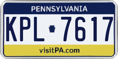 PA license plate KPL7617
