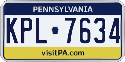 PA license plate KPL7634