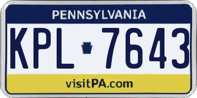 PA license plate KPL7643