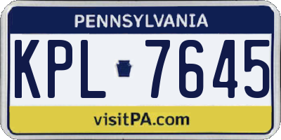 PA license plate KPL7645