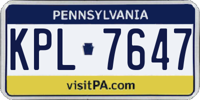 PA license plate KPL7647