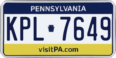 PA license plate KPL7649