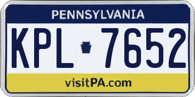 PA license plate KPL7652