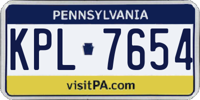 PA license plate KPL7654