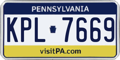 PA license plate KPL7669