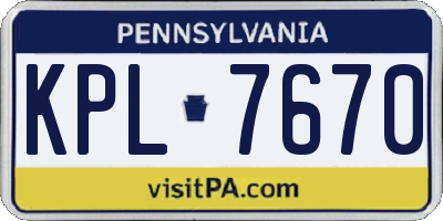 PA license plate KPL7670