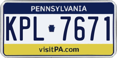 PA license plate KPL7671
