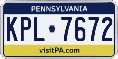 PA license plate KPL7672