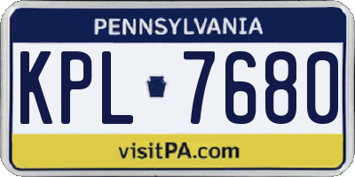 PA license plate KPL7680