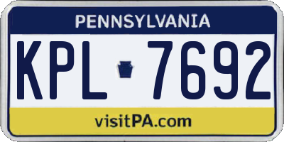 PA license plate KPL7692