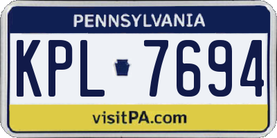 PA license plate KPL7694