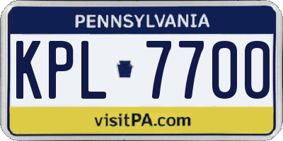 PA license plate KPL7700