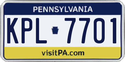 PA license plate KPL7701