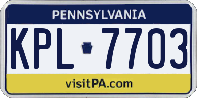 PA license plate KPL7703