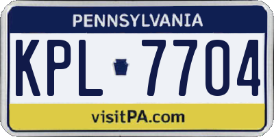 PA license plate KPL7704