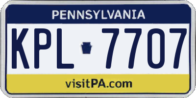 PA license plate KPL7707