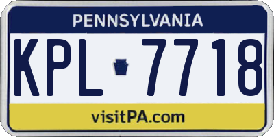 PA license plate KPL7718