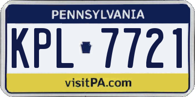 PA license plate KPL7721