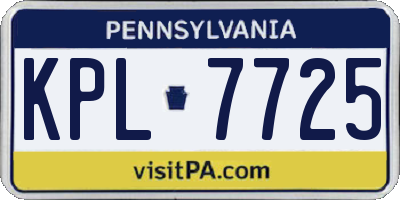 PA license plate KPL7725