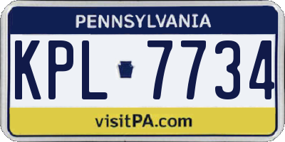 PA license plate KPL7734