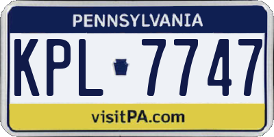 PA license plate KPL7747