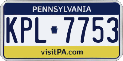 PA license plate KPL7753