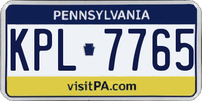 PA license plate KPL7765