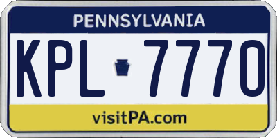 PA license plate KPL7770