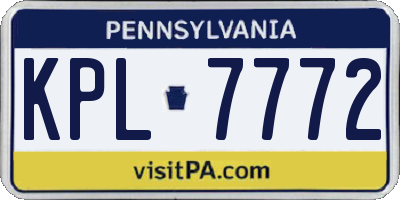 PA license plate KPL7772