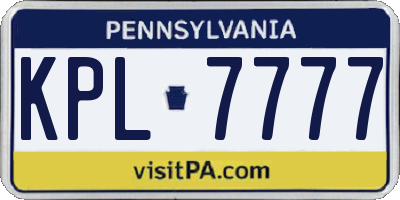 PA license plate KPL7777