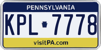 PA license plate KPL7778
