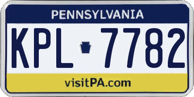 PA license plate KPL7782