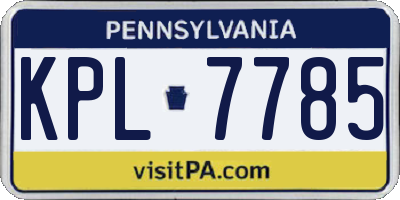 PA license plate KPL7785