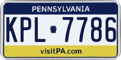 PA license plate KPL7786