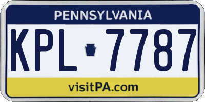 PA license plate KPL7787