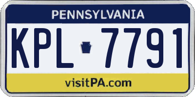 PA license plate KPL7791