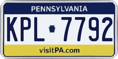 PA license plate KPL7792