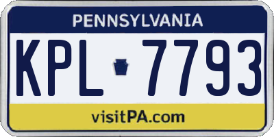 PA license plate KPL7793