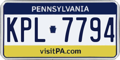 PA license plate KPL7794