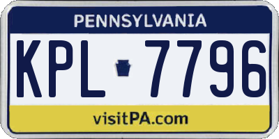 PA license plate KPL7796