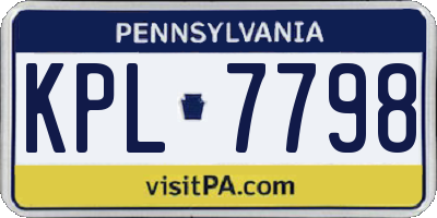 PA license plate KPL7798