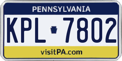 PA license plate KPL7802