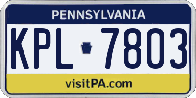 PA license plate KPL7803