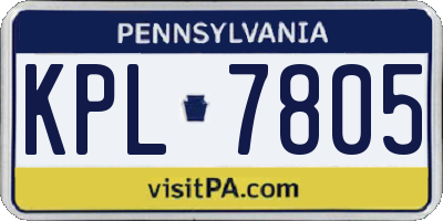 PA license plate KPL7805